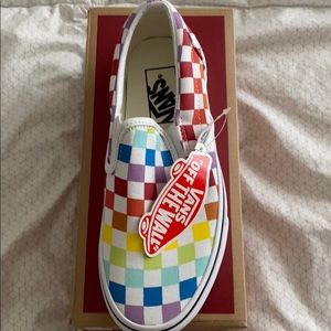 rainbow checkerboard vans (NEGOTIABLE)